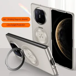 Premium Rotatable Metal Bracket Ring Case with Magnetic Attachment - Slim Protection Cover for Huawei Mate X3 (Gold)