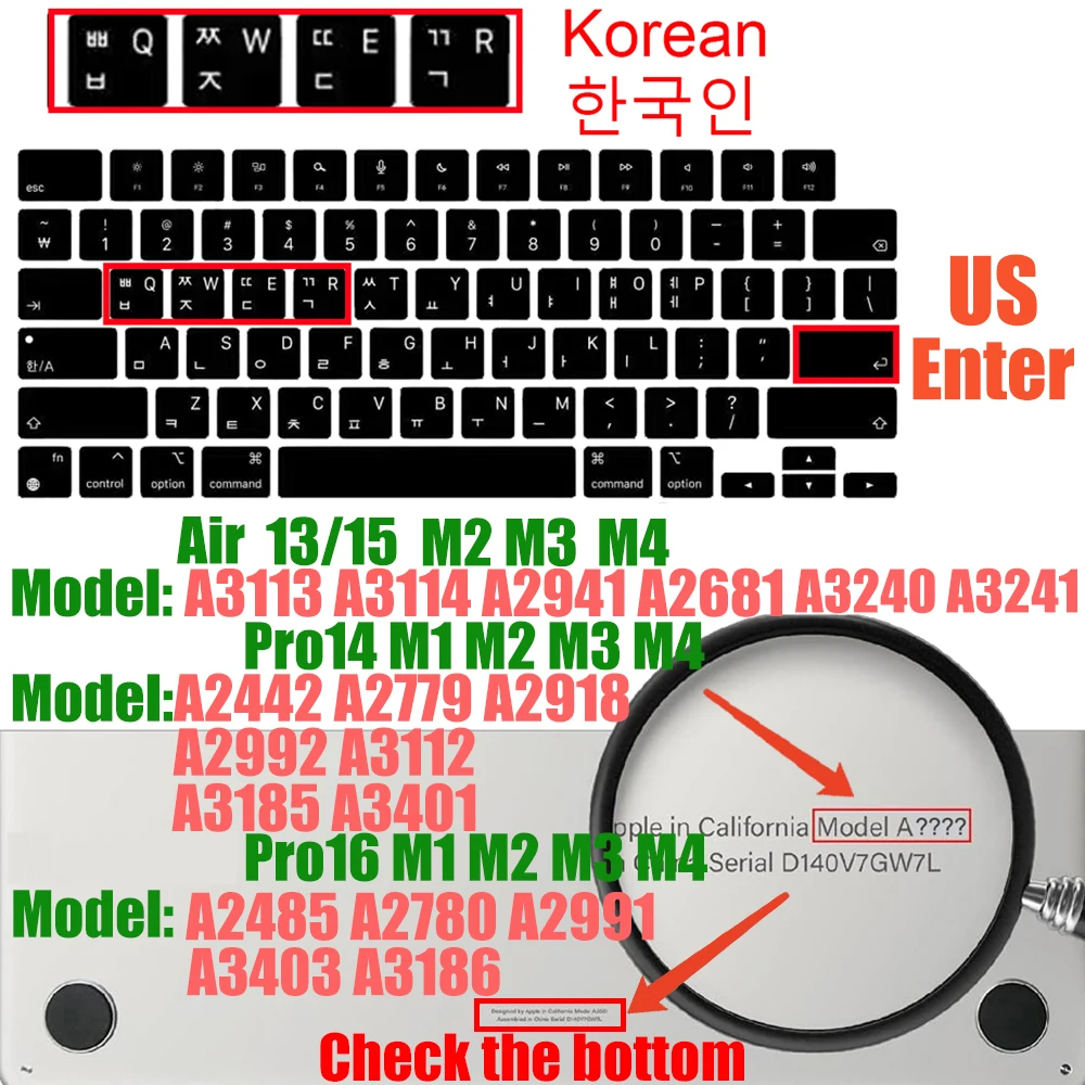 Universal Keyboard Cover for MacBook 2023 dòng Pro và Air - Bố Cục EU/US + Ngôn Ngữ Đa Quốc Gia