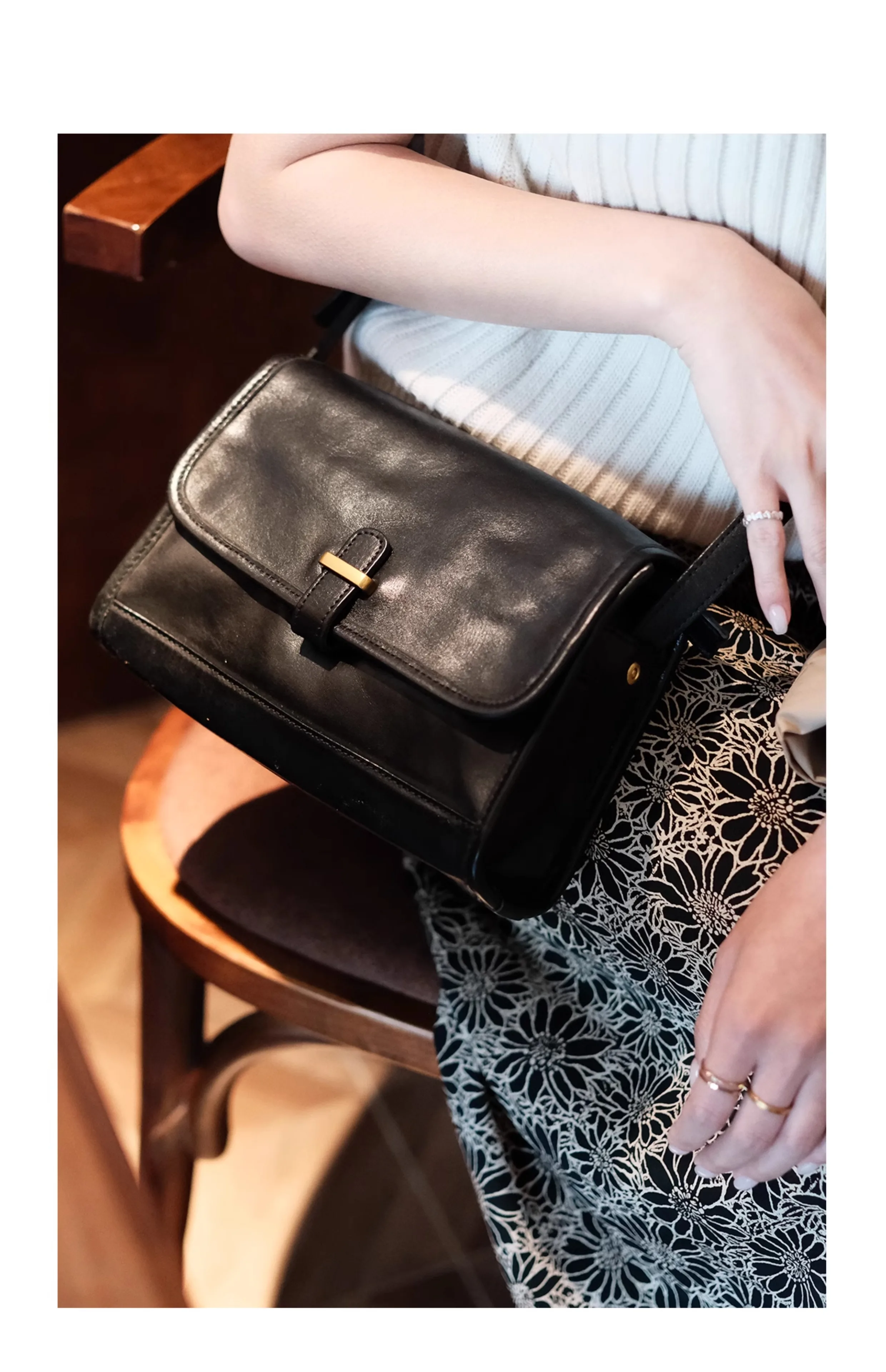 Lässige Vintage pflanzlich gegerbte Rindsleder Damen kleine Umhängetasche Modedesigner handgefertigte Damen Umhängetasche aus echtem Leder – Detail 6