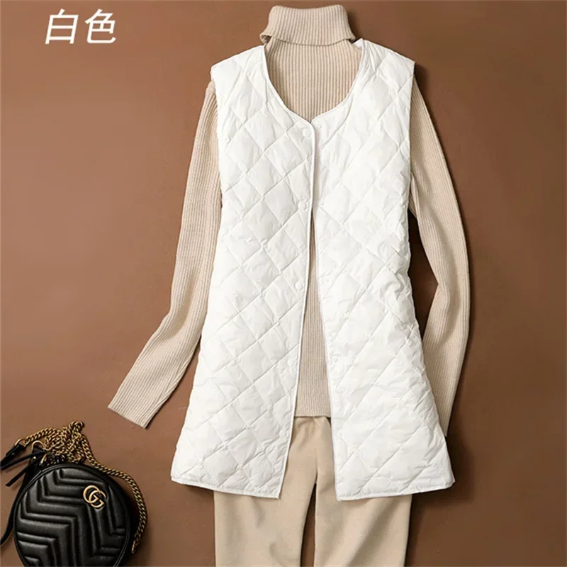 Women's Mid-length Down Jacket White Duck Down Waist Shiny Fashion Korean Style Thick Coat