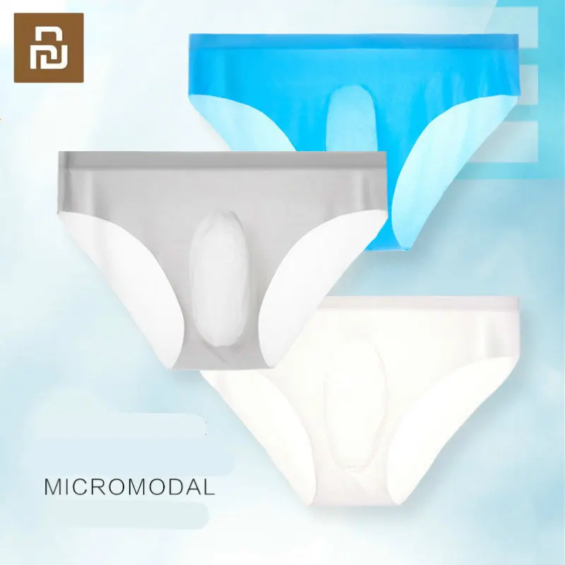 Youpin 3pcs 3D Sexy Men's Underwear Ice Silk Men Briefs Sexy Shorts Calzoncillos Hombre Transparent U Convex Ultra-thin Panties Men Boxer Shorts