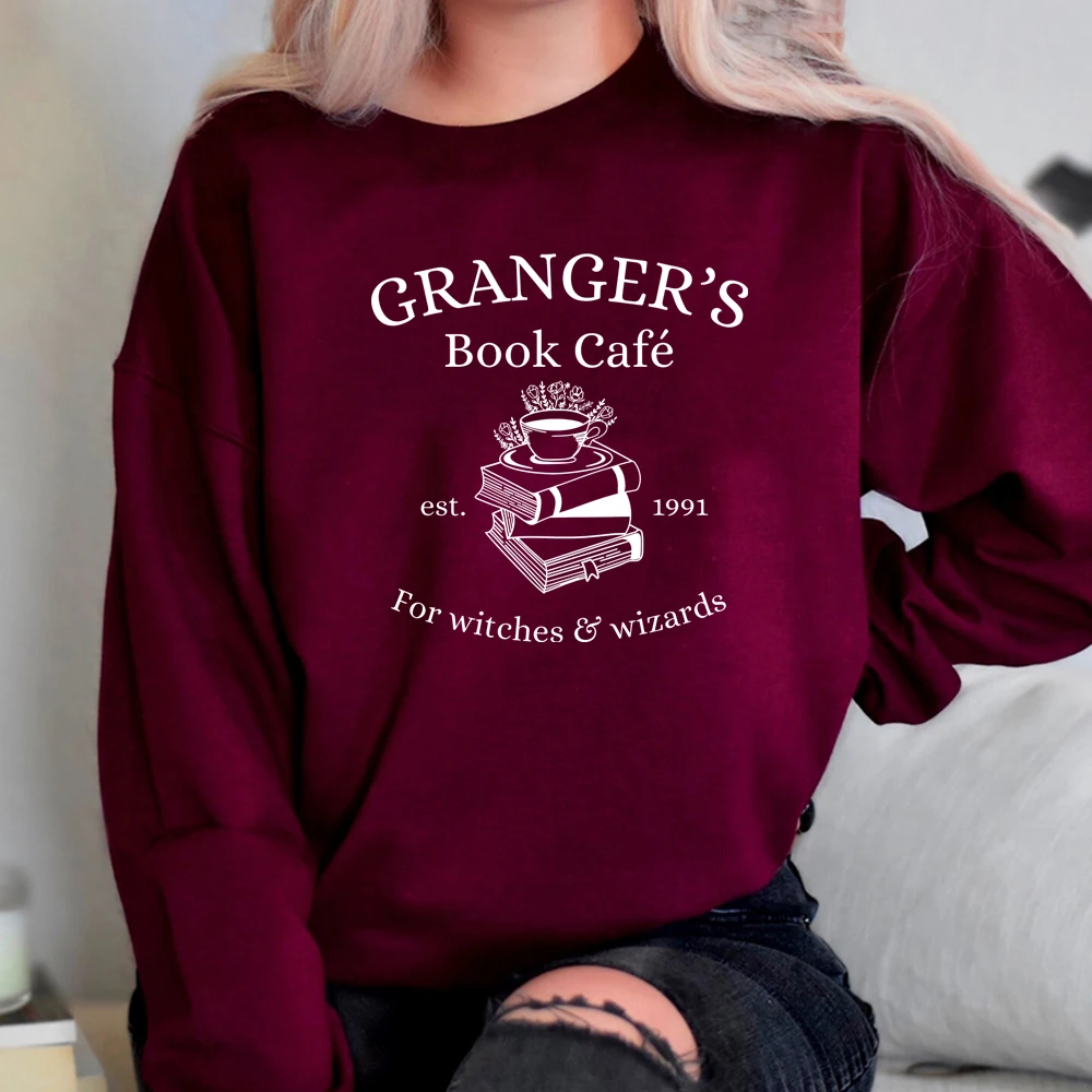HP Granger Book Cafe Sweatshirt Magic Wizard Shirt Witch School Sweater Bookish Tee Fall Sweatshirts Birthday Gift for Lover 5