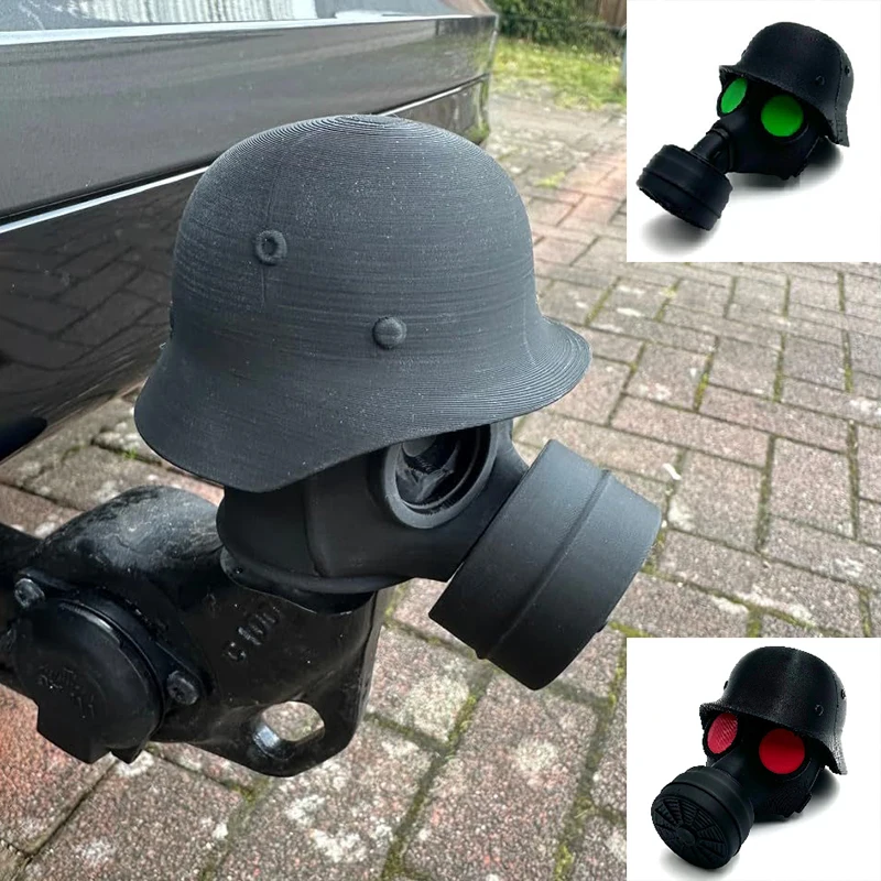 Trailer Hitch Cover With Steel Helmet And Gas Mask 3d Printed Trailer Hitch Ball Cover Prevent Receiver Tube From Rusting