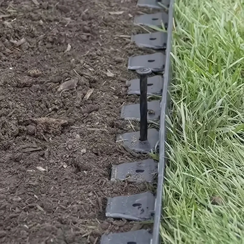 Plastic Edge Kit with 30 Anchoring Spikes, Fixed Garden Barrier, Lawn Grass, Edging Border, Landscape Edging, Easy Install, 10m