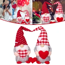 

2PCS Love Heart Gnome Doll for Valentines Day Wedding Ornament Handmade Swedish Tomte Plush Tomte Dolls Gift DIY Decorations