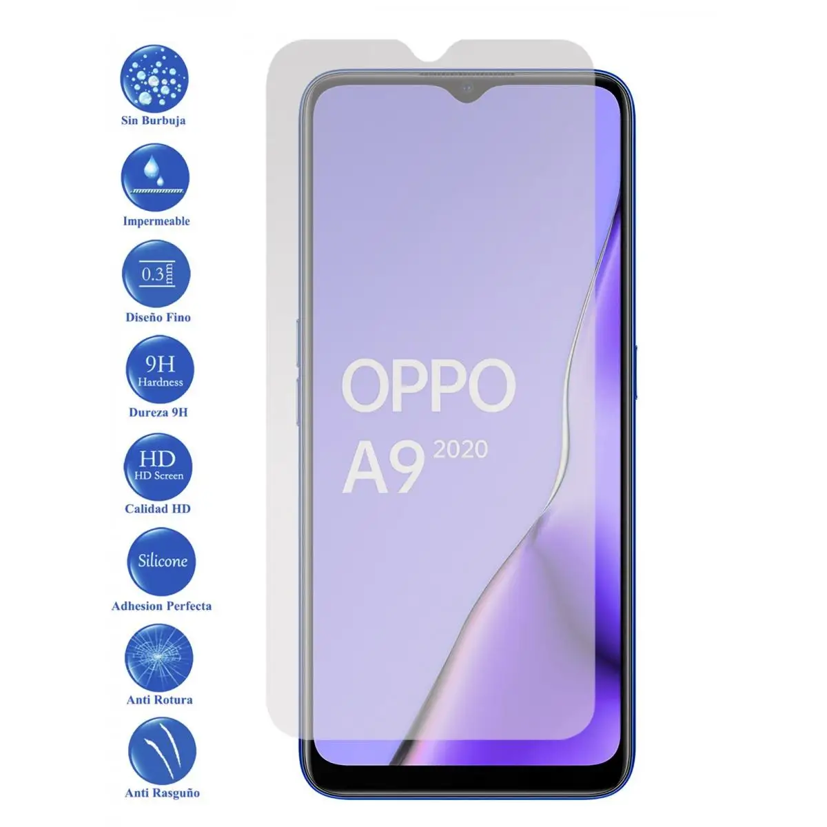 Proteggi Schermo In Vetro Temperato Oppo A9 2020 9H Per Movil - Todotumovil