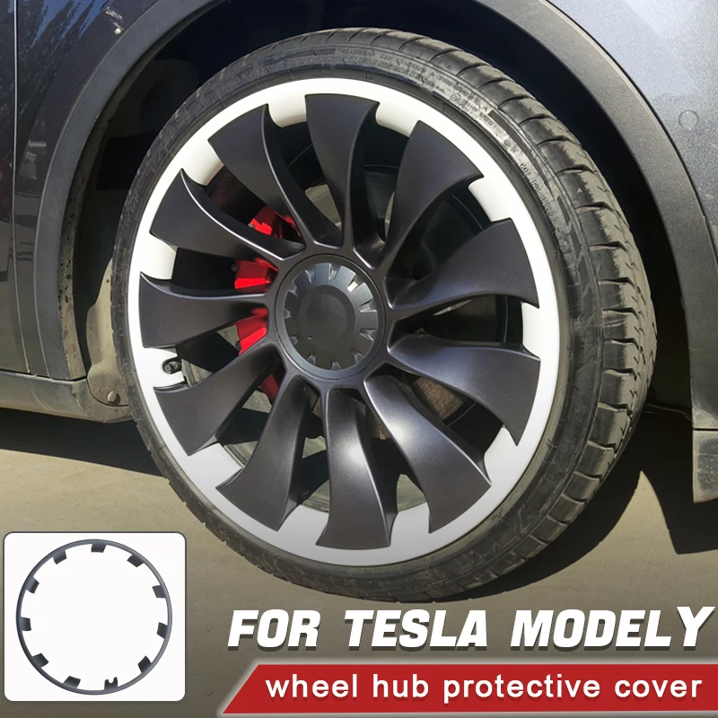 For Tesla Model Y 21 Inch Rim Wheel Hub Protection Patch Protectors ABS Wheel Guard Covers Accessories Auto Exterior wheel hub covers wheel hub caps