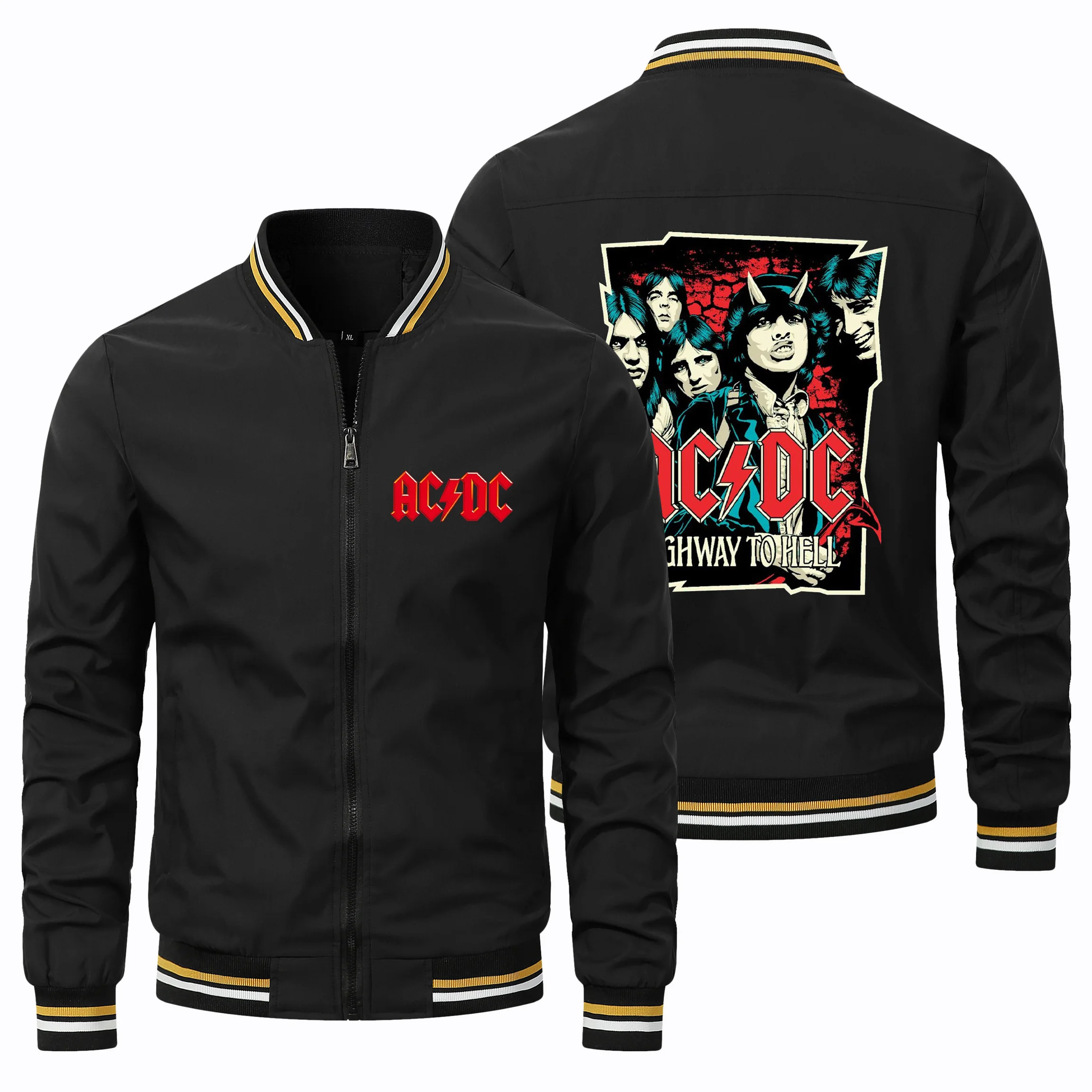 2024 Spring and Autumn New Product ACDC Printed Jackets Large Hardman Pilot Zipper Top Jackets Casual Fashion Workwear