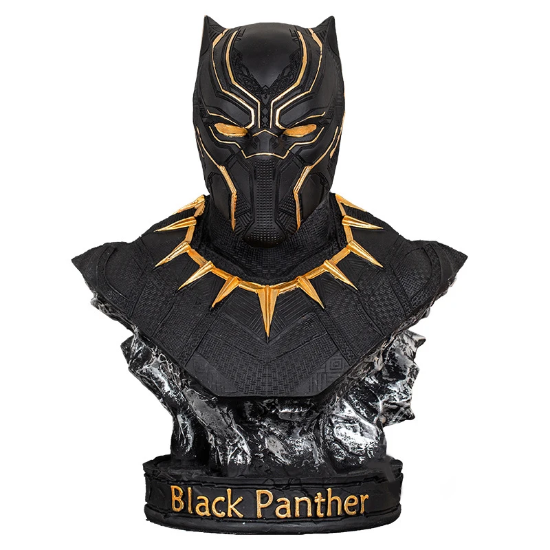 

Marvel Legends Avengers Figure Bust Black Panther Bust 1/2 Golden Sliver Edge Resin Statue Room Collection Decor Model Toy Gift