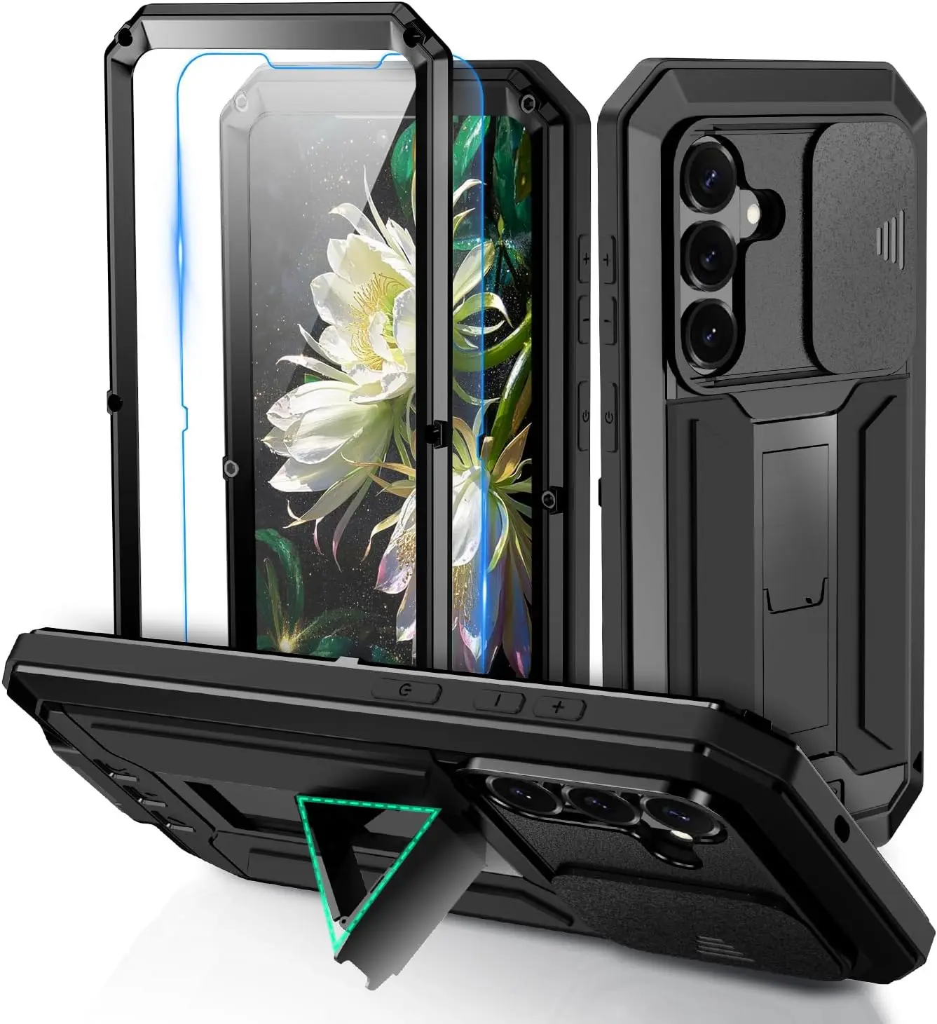 Heavy Duty Military Grade Shockproof Aluminum Case with Built-in Stand and Camera Protection
