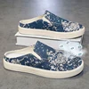 Half Shoes For Men Mules Canvas Flat Board Shoes Denim Blue Backless Loafers Slippers Man Slides Semi-Drag Mens Casual Shoes 1