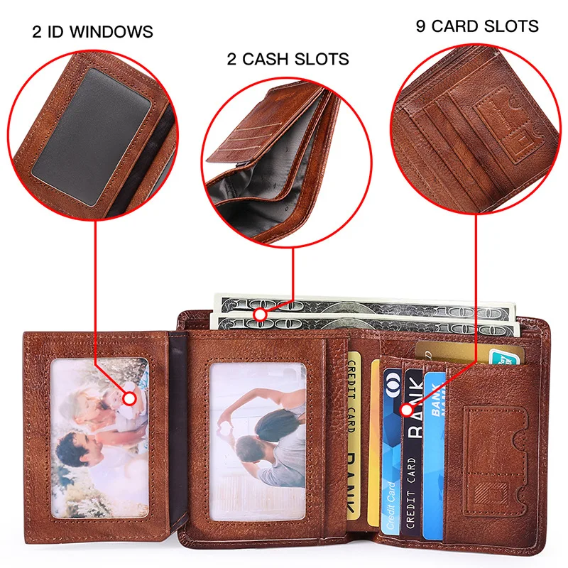 Mens Leather Bifold Wallet Credit Card Holder Case Money Cash Purse  Billfold US