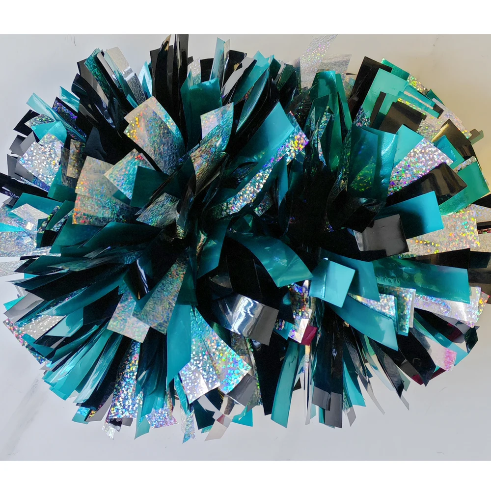 Cheerleader Pom Pom Metallic navy metallic black with holographic silver Mix Size and Color Baton Handle 1PIECE
