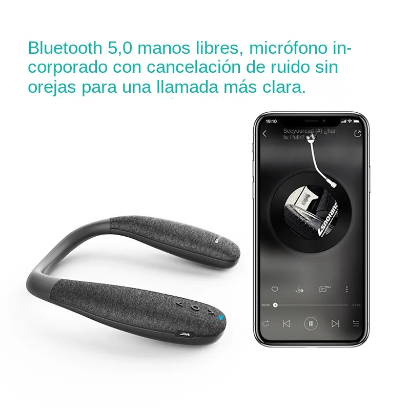 Altavoces Bluetooth con banda para el cuello, altavoces inalámbricos portátiles para el hogar y exteriores, sonido estéreo 3D verdadero 10 horas con micrófono