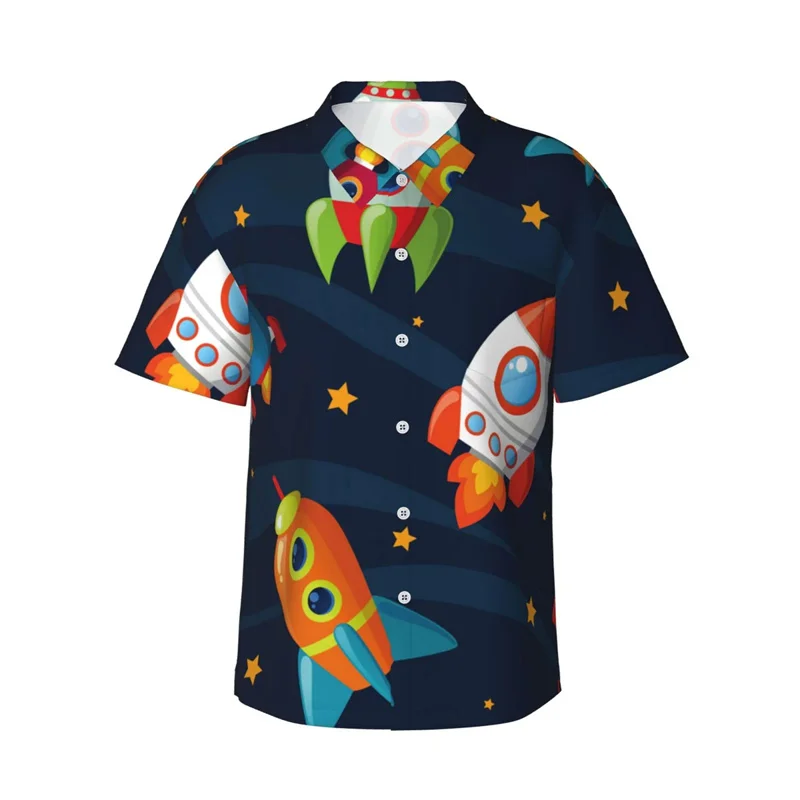 thumbnail image 1 of Camisas hawaianas para hombres y mujeres, dibujos animados de cohetes, monos, animales, estampado 3D, mangas cortas, camisetas divertidas y lindas para niños, camisetas Harajuku, 1 of 4