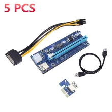 

5PCS VER009S PCI-E Riser Card 009S PCI Express PCIE 1X 2X 4X 8X 16X 60CM USB 3.0 Cable Adapter 6Pin Power for GPU