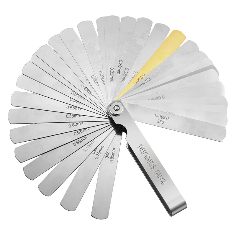 Feeler Gauge 32pcs Range Finder Feeler Gauge Valve Teaching Feeler Gauge 0.04-0.88 mm Gap Size .0015-.035 Copper Sheet