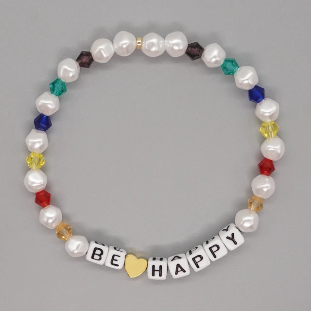 Go2Boho DIY Bracelets Personalize Letters Words with Eye Bracelet for Women  Gold Color Beads 3mm Beaded Jewelry Gifts