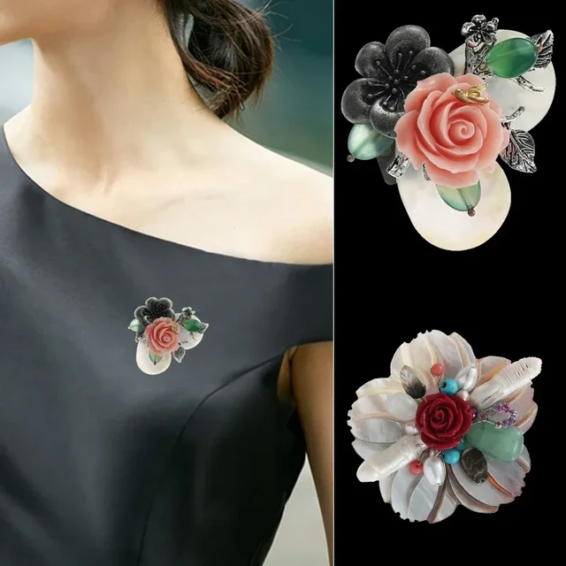 TDQUEEN Shell Women Brooches Jewelry Hand Made Flower Pins For Clothes  Natural Stone Pearl Vintage Large Wedding Party Broches - AliExpress