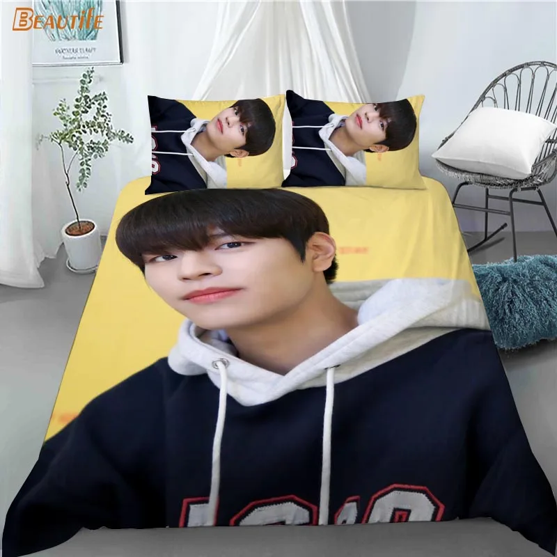 

3D Print Seungmin Stray Kids KPOP Bedding Set Duvet Cover Bedclothes Comforter Cover With Pillowcase For Kid Home 10-27