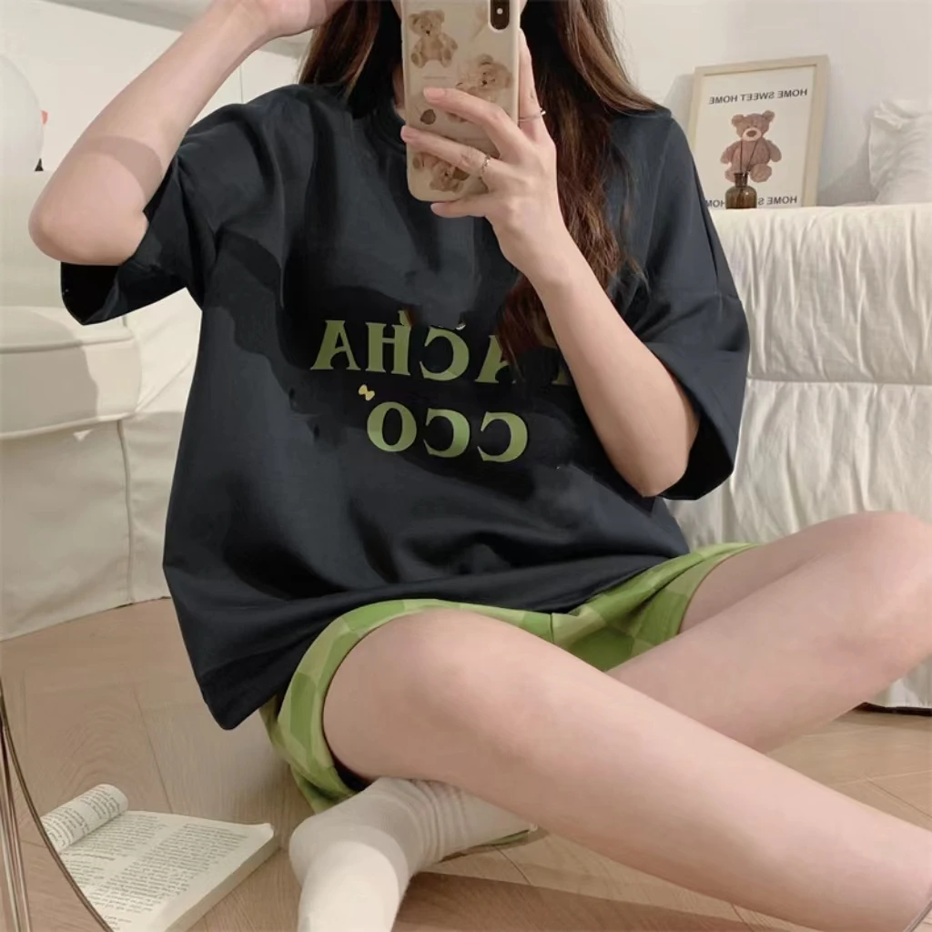 بيجامات قطنية مقلدة على الطراز الكوري للسيدات ، بد...