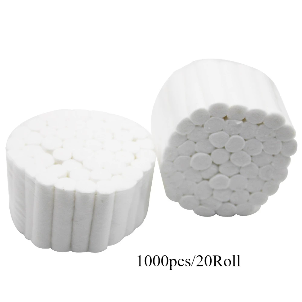 1000 Pcs/20 Rolls Disposable Dental Cotton Wool Roll Medical Consumable Teeth Whitening Cleaning Absorbent Dentistry Materials