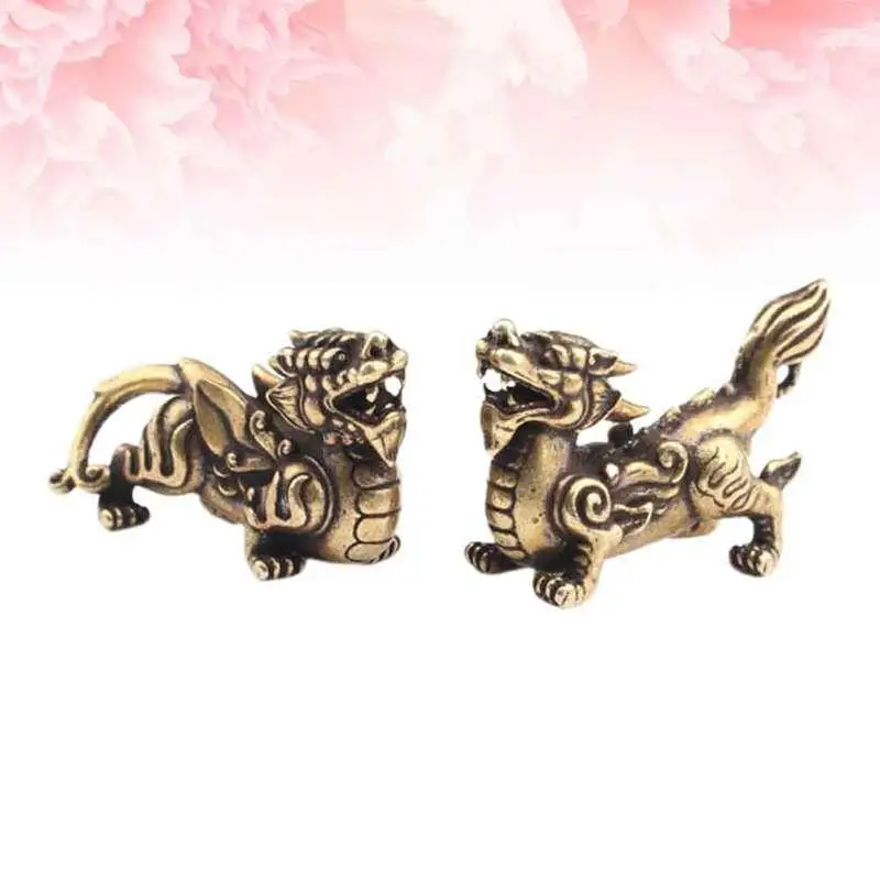 Statue Sculpture Kylin Qilin Figurine Brass Good Pi Yao Ornament Dashboard Shui Car Feng Gift Year New Keychain Charm Bi Animal