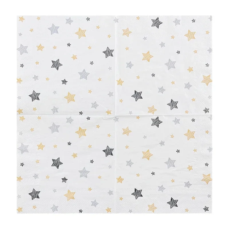 10/20pcs/Pac Printed Napkins Square Gold Star Pattern Colorful Paper Napkins Hotel Restaurant Wedding Birthday Party Decoration