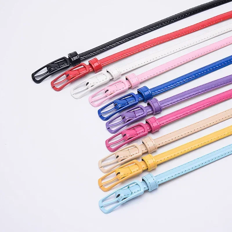 Womens Dress Belt Women Girls Japanese-style Candy Color Belts 1.2cm Super-thin PU Waistbands Simple Solid Color Casual Belts Apparel Accessories womens dress belt