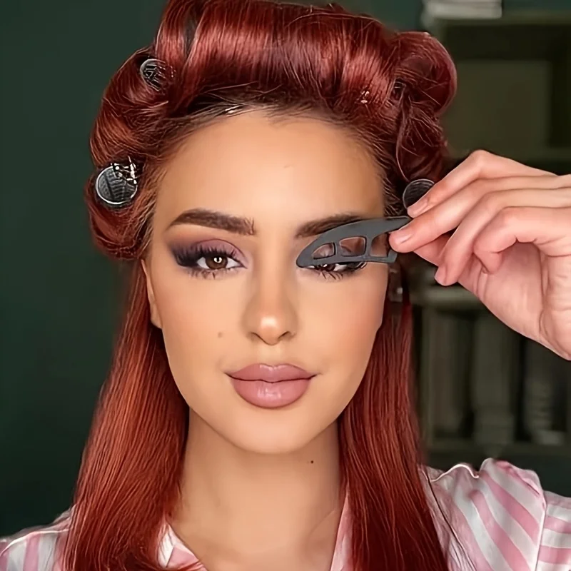 Hypoallergenic Oval Eyeshadow Stencil Tool for Beginners  with ABS Plastic Handle, Perfect for Smoky Eye Makeup Looks