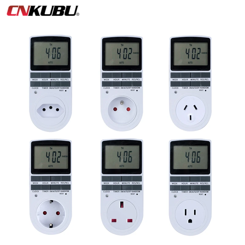EU Electronic Digital Timer Switch US FR BR Plug Kitchen Timer Socket Outlet 230V 110V 7 Day 12/24 Hour Programmable Timing 3