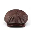 Winter Autumn Real Leather Newsboy Cap For Men British Style Artist Cap Outdoor Street Fashion Women Hat Leisure Beret Caps 2