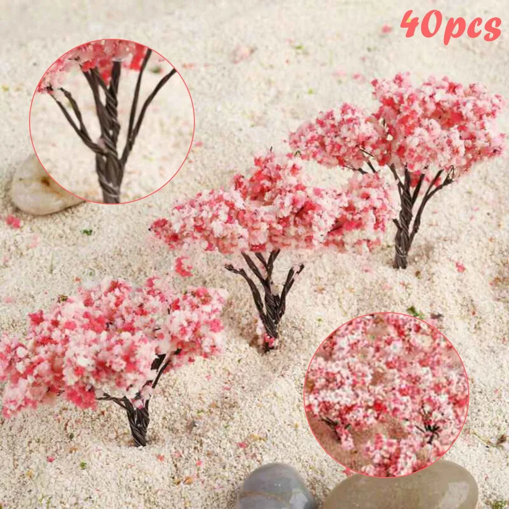 

40pcs 65mm Blossom Cherry Model Trees Railroad Layout Scene Mini Tree Landscape Resin Crafts Miniatures Garden