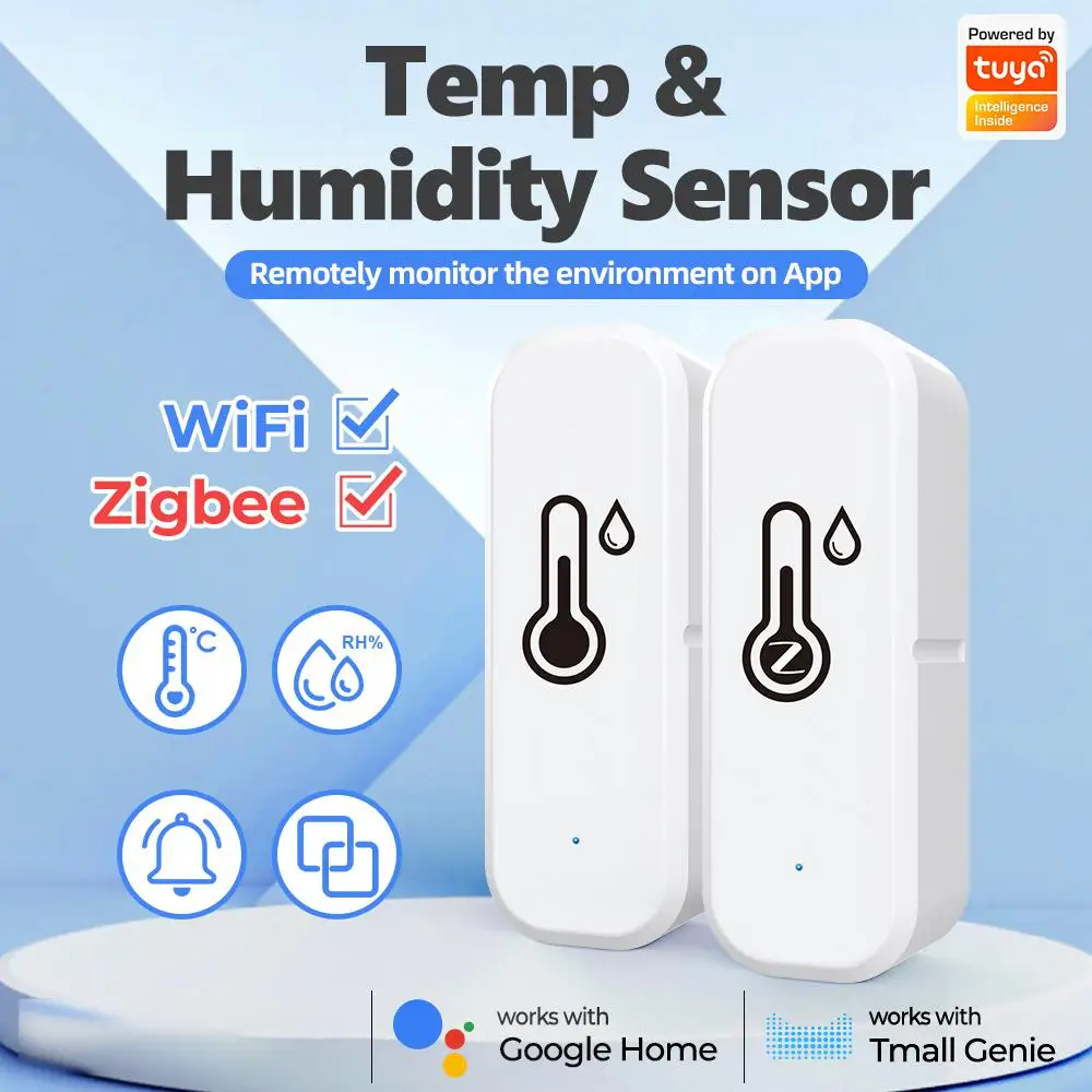 

Tuya Zigbee WiFi Temperature And Humidity Sensor Smart Home Indoor Hygrometer Controller Monitoring Works For Alexa Google Home