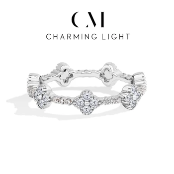 CHARMING Elegant DVVS1 Moissanite Rings 925 Sterling Silver 18K Gold Plated For Women Eternity Rings Wedding Fine Jewelry Gifts