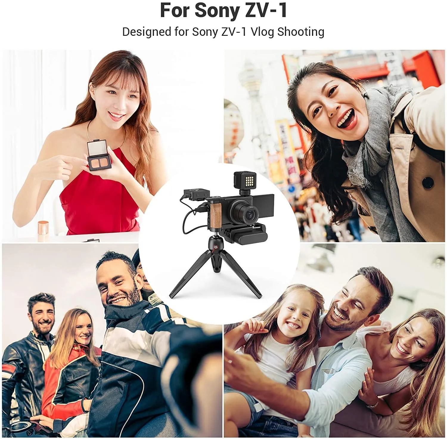 SmallRig ZV1 Camera Vlog Rig L-Shape Wooden Grip with Cold Shoe for Sony ZV1 Cam