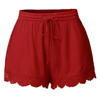 Shorts For Women Ruffle Hem Casual Shorts Plus Size Drawstring  Lace Shorts - Image 4