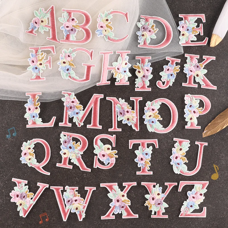 Alphabet Stickers Pink Clothes  Embroidered Alphabets Clothing -  Embroidered Iron - Aliexpress
