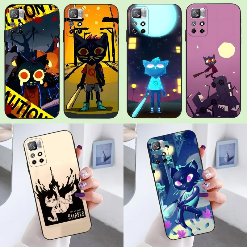 Cat Game Night In The Woods Custodia Per Telefono Per Xiaomi 13 12 Ultra Redmi Note 10 11 C A S Lite Poco M4 M3 F4 Pro Plus Cover Nera