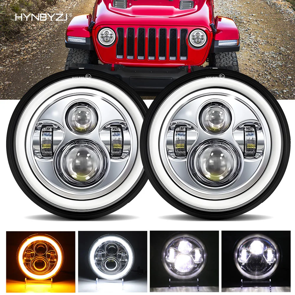 

HYNBYZJ Universal 7 Inch 200W Led Car Motorcycle Headlight DRL H4 Headlamp for Harley BMW Yamha Honda 12V/24V