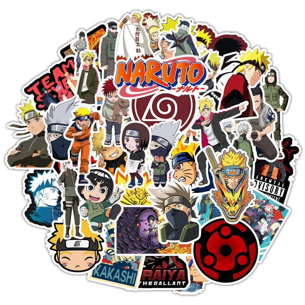 100 Stks/pak Naruto Stickers Anime Cijfers Uzumaki Kakashi Uchiha Sasuke  Waterdichte Laptop Skaterboard Bagage Case Sticker BNPZ