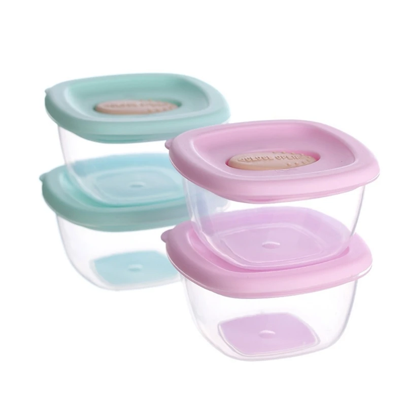 Set of 4pcs Baby Freezing Container Box Secure Seal Dishwasher Safe Storage Case for Easy Meal Preparation