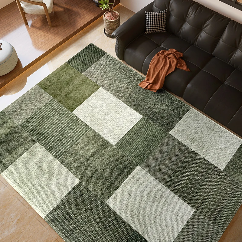 VIKAMA Summer American Retro Simple Plaid Carpet Living Room Sofa Coffee Table Foot Cushion Bedroom Bedside Rug Stain Resistance