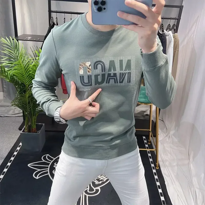 thumbnail image 1 of Camiseta de hombre con estampado de letras, jersey de gran tamaño, sudadera ajustada y de gran tamaño, sudadera original de manga larga nueva, 1 of 5