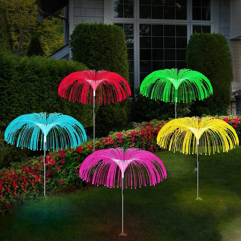 Outdoor Solar Garden Lights Multicolor Solar Jellyfish Lights 8 Modes Fiber Waterproof for Landscape Lawn Backyard Decor