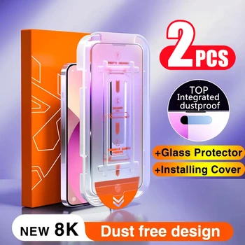 New 8K Oleophobic Coating Dust free Installation Screen Protector For iPhone 13 11 12 14 Pro Max Mini XS MAX X 15 Anti Spy Glass