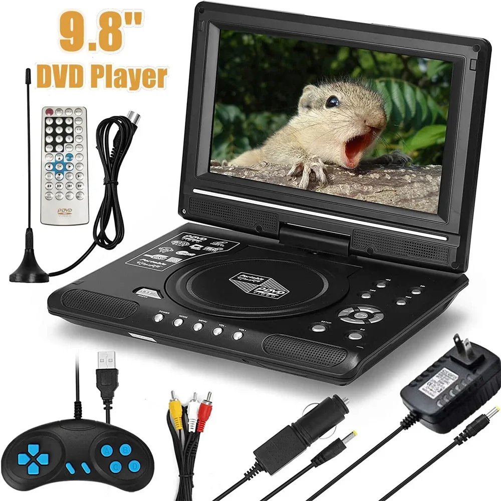 

9.8 Inch Portable Home Car DVD Player VCD CD Game TV Player USB Radio Adapter Support FM Radio Receiving