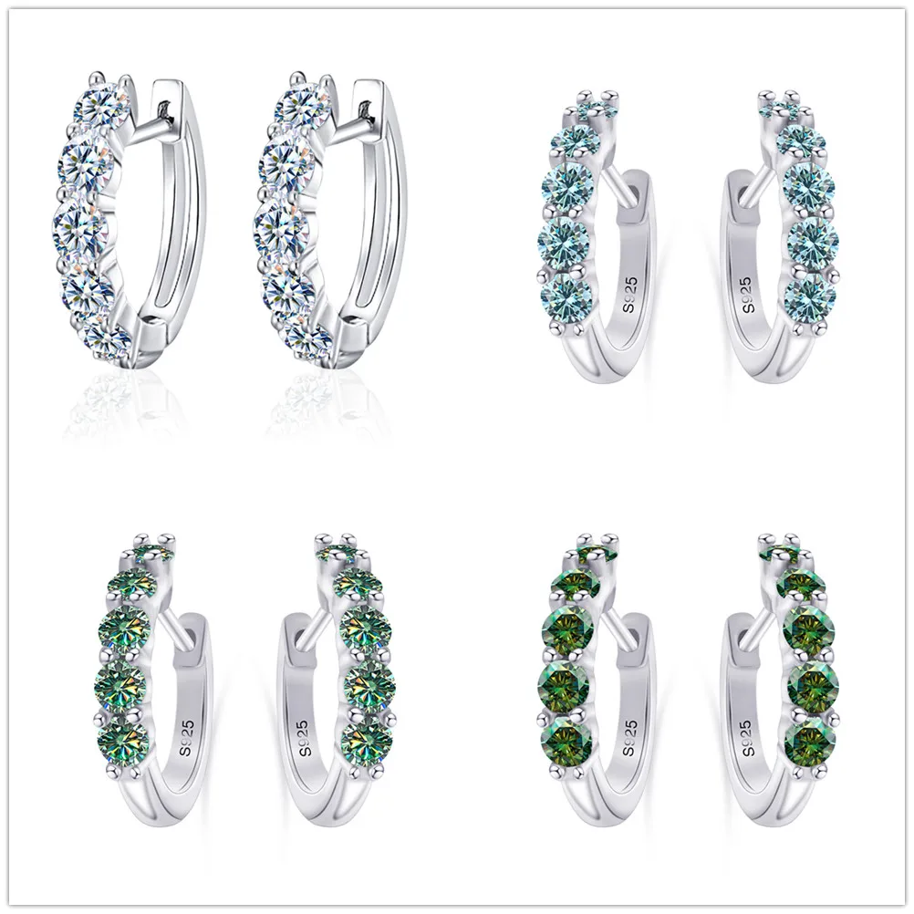 Orecchini Moissane color D da 3 mm Orecchini a cerchio in oro bianco placcato in argento sterling 925 per le donne Gioielleria raffinata per la festa nuziale  36