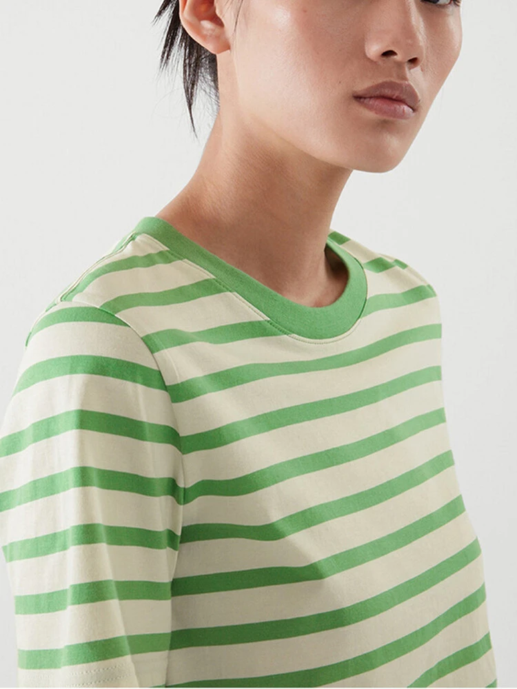 Green striped t shirt women's Clearance
