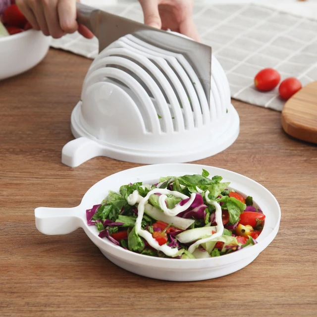 1pc Salad Cutting Bowl, Kitchen Tool For Cutting Vegetables And Fruits Into  Slices